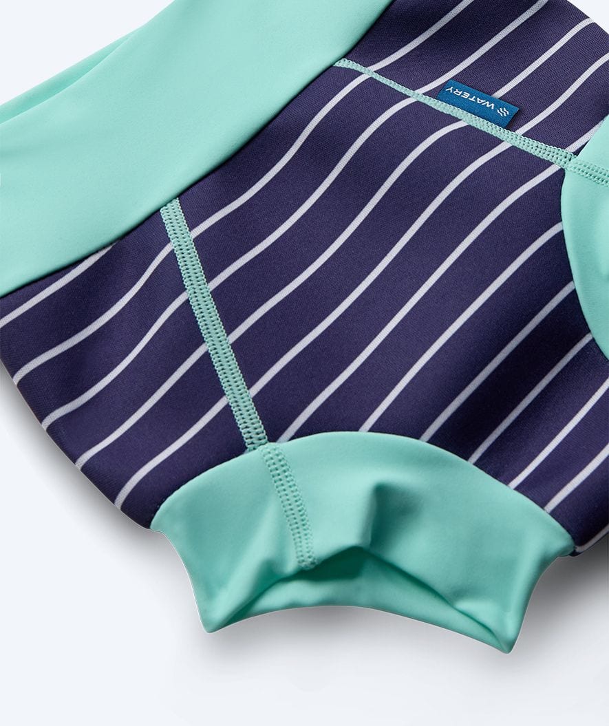 Watery pieluszka do pływania dla dzieci - Neoprene Swim Nappy - Turquoise Stripes - Image 3