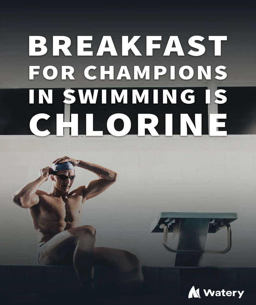 Watery plakat pływacki - Breakfast for champions in swimming is chlorine - A3, B2 - Image 3