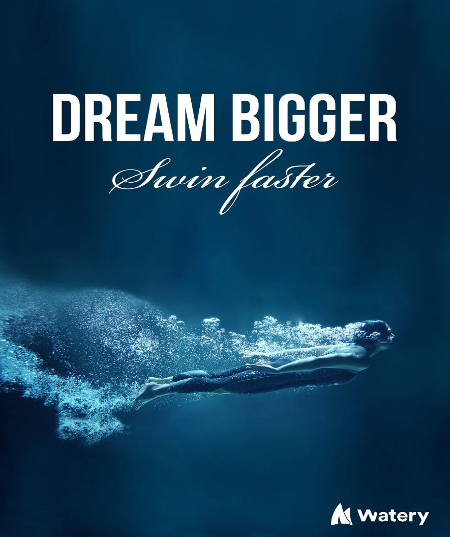 Watery plakat pływacki - Dream Bigger - Swim Faster - Image 3