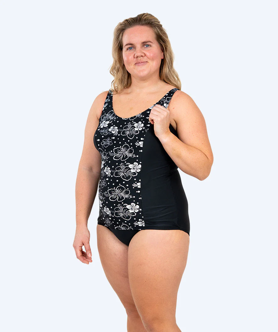 Watery strój kąpielowy dla kobiet plus size w kwiaty - Vale - Czarny/Biały - Image 3