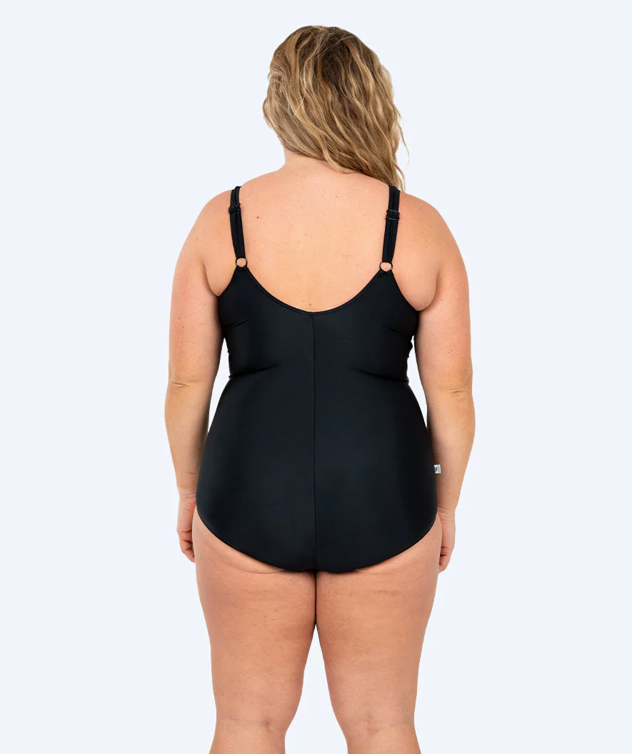 Watery strój kąpielowy dla kobiet plus size w kwiaty - Vale - Czarny/fioletowy - Image 2