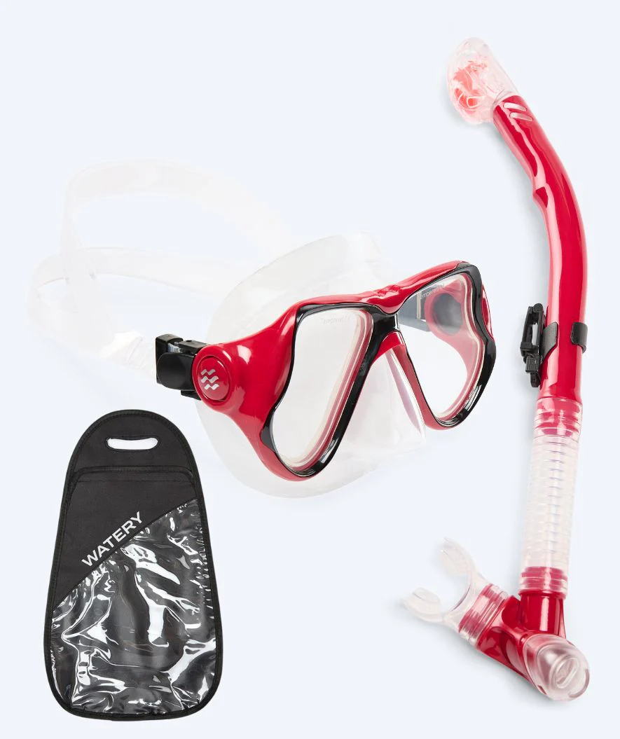Watery zestaw maska + rurka do snorkelingu dla dorosłych - Hudson Full-dry - Czerwony - Image 11