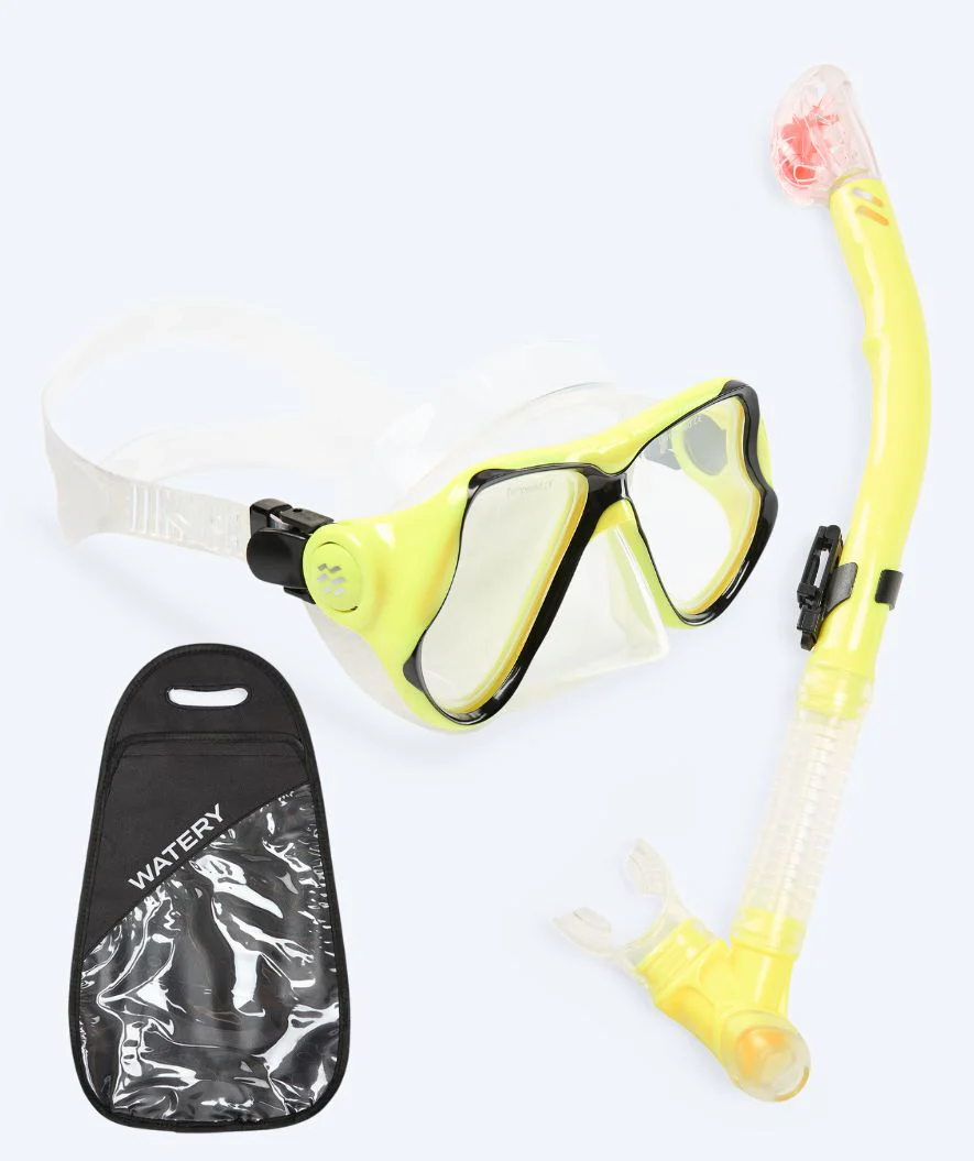 Watery zestaw maska + rurka do snorkelingu dla dorosłych - Hudson Full-dry - Żółty - Image 11
