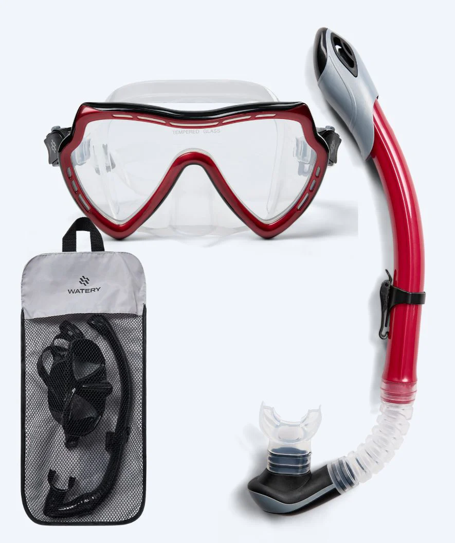 Watery zestaw maska + rurka do snorkelingu dla dorosłych (od 15 lat) - Nebula - Czarny/czerwony - Image 11