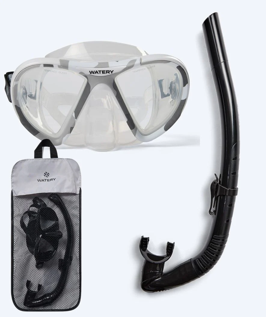 Watery zestaw maska + rurka do snorkelingu dla dorosłych (od 15 lat) - Rudder Camo/Itzel - Przezroczysty/czarny - Image 16