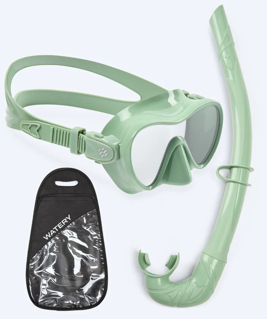 Watery zestaw maska + rurka do snorkelingu dla dzieci - Cliff - Zielony - Image 11