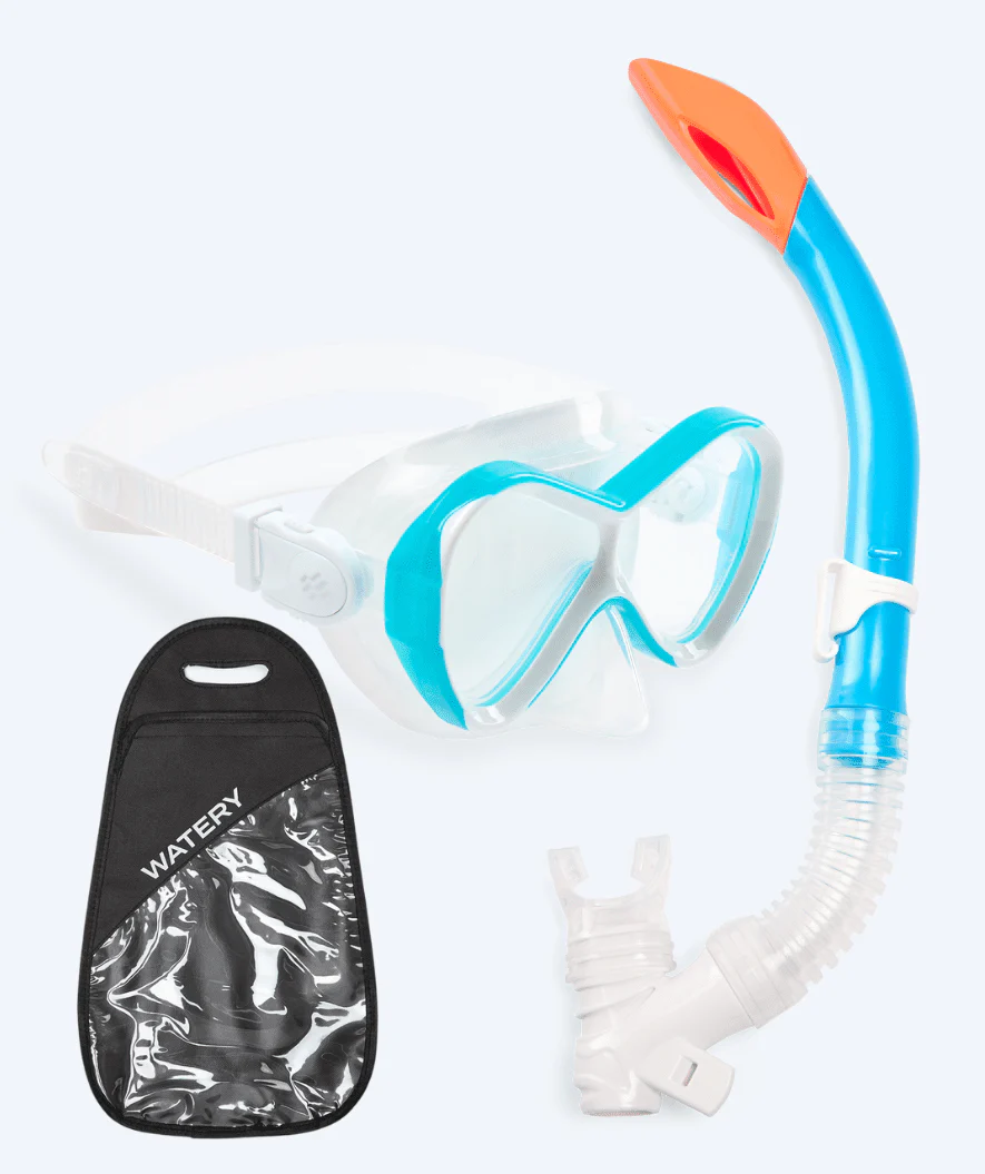 Watery zestaw maska + rurka do snorkelingu dla dzieci - Triton Semi-dry - Jasnoniebieski - Image 9