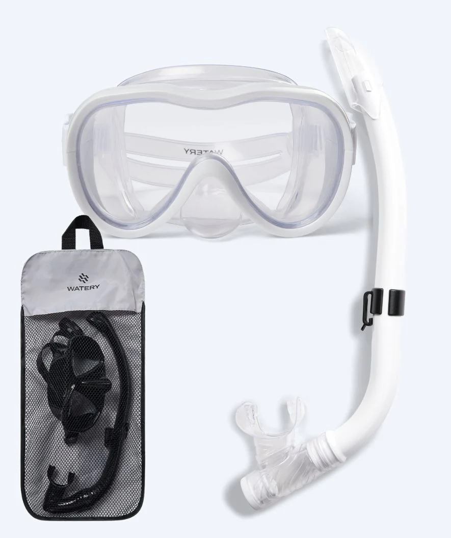 Watery zestaw maska + rurka do snorkelingu dla młodzieży (8-15) - Odine - Biały - Image 12