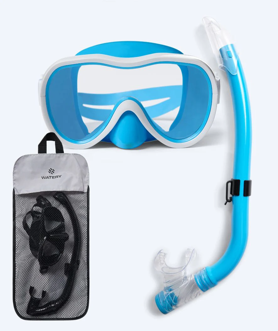 Watery zestaw maska + rurka do snorkelingu dla młodzieży (8-15) - Odine - Niebieski/biały - Image 13