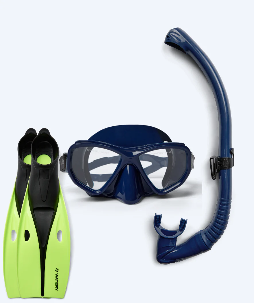 Watery zestaw maska + rurka + płetwy do snorkelingu dla dorosłych (od 15 lat) - Fenton/Breeve - Ciemnoniebieski - Image 2