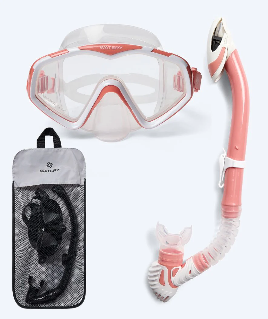 Watery zestaw maska + rurka do snorkelingu dla dorosłych (od 15 lat) - Leach Pro - Biały/jasnoróżowy - Image 11